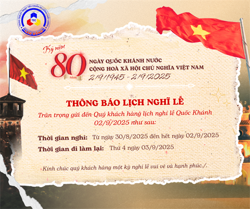 THÔNG BÁO NGHỈ LỄ QUỐC KHÁNH 2/9